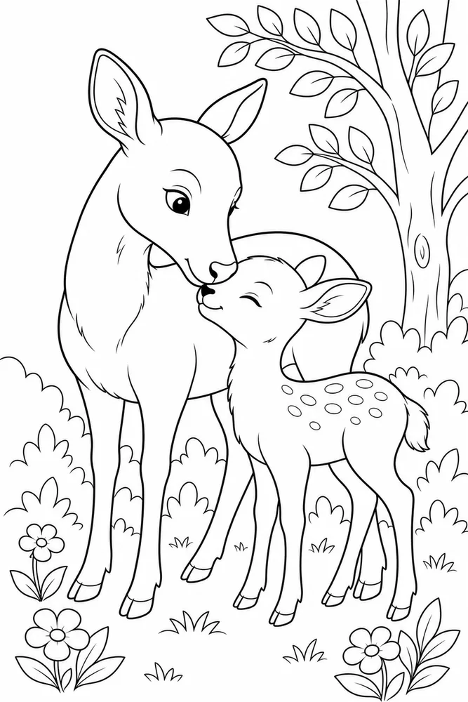 Baby Animals Parent Nuzzle coloring page