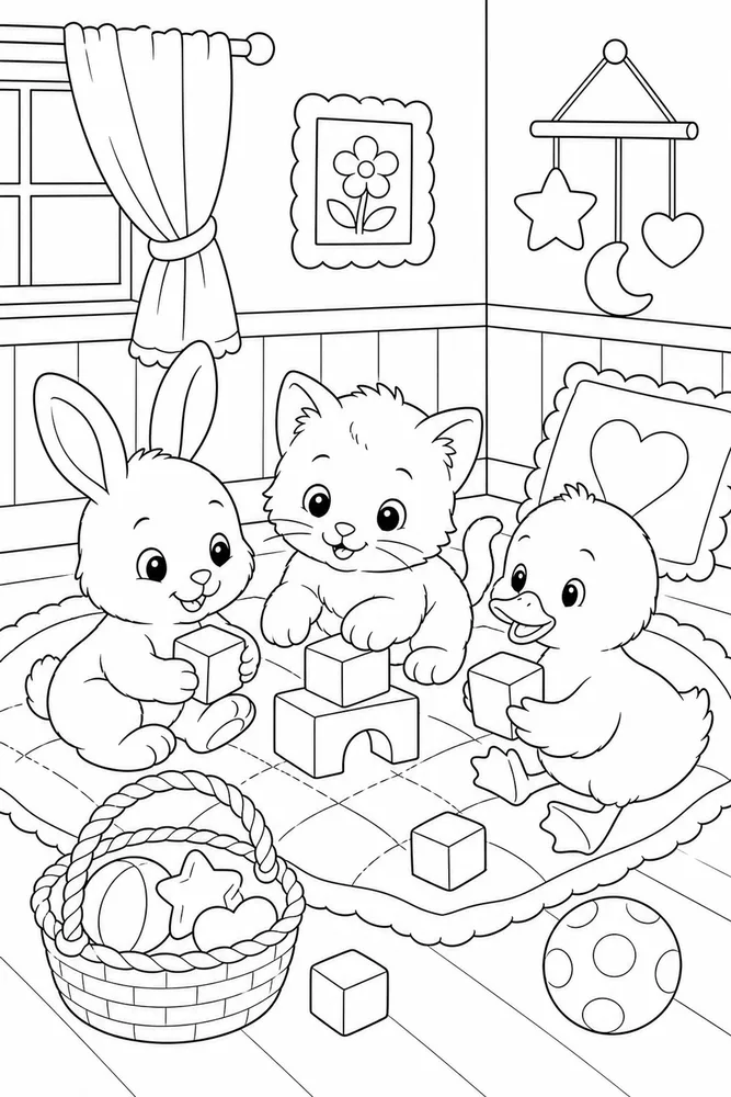 Baby Animals Storybook Corner coloring page
