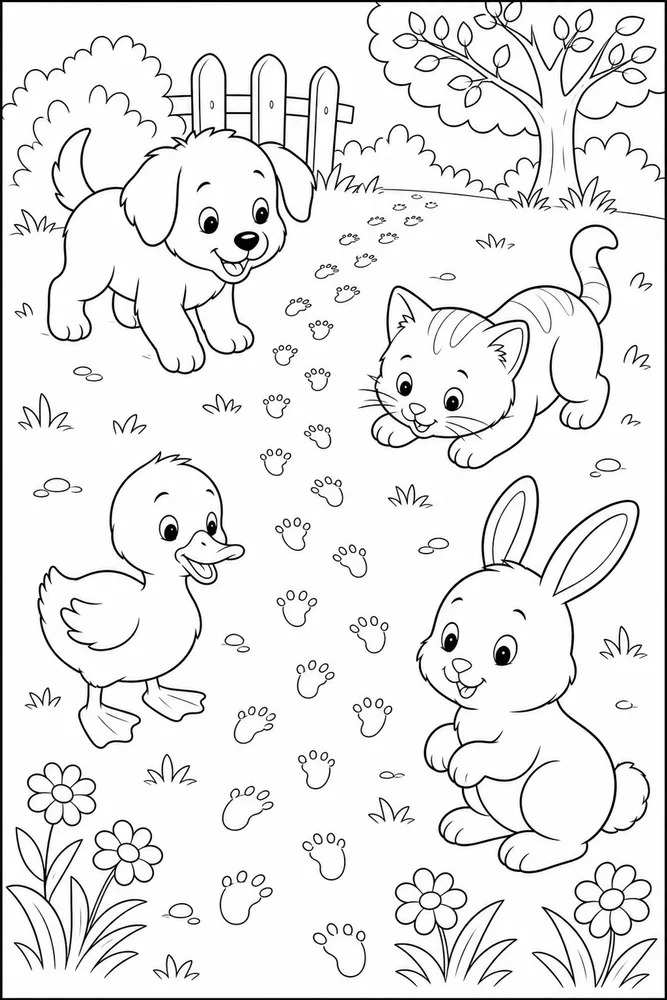 Baby Animals Tiny Footprints coloring page