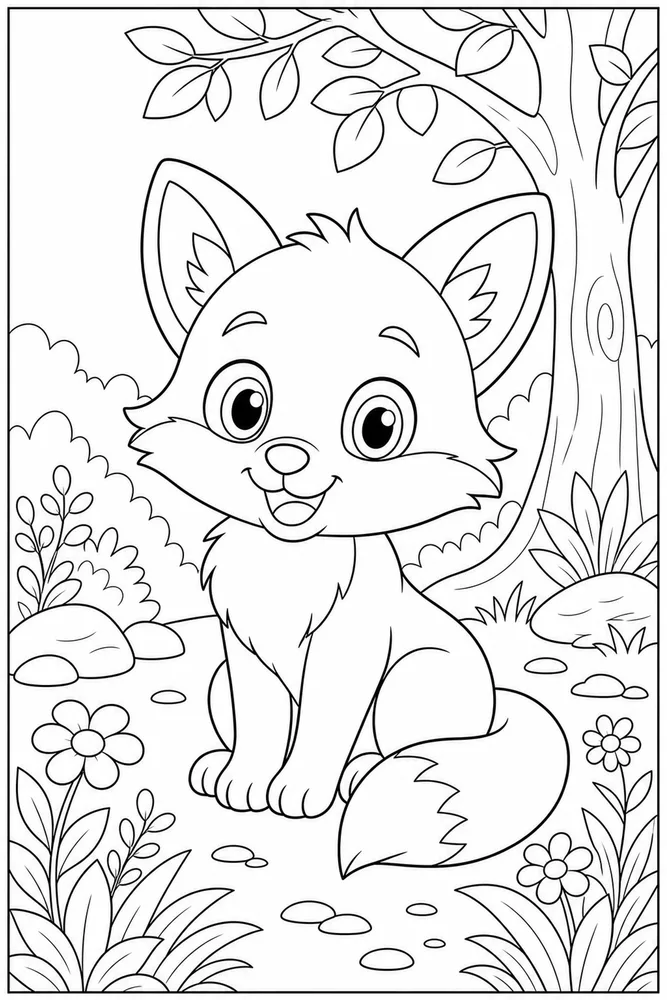 Cartoon Animals Big Eyes Portrait coloring page