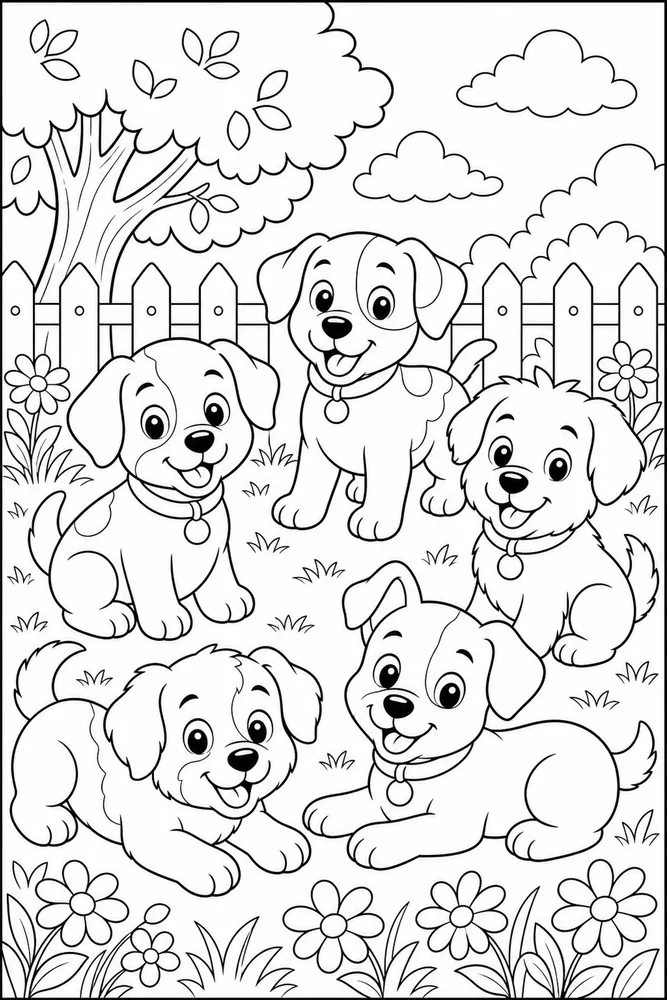 Cartoon Animals Friendly Face Pose coloring page