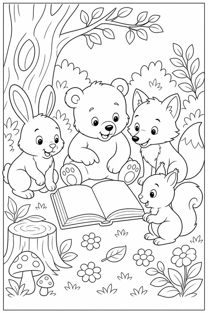 Cartoon Animals Storybook Prop coloring page