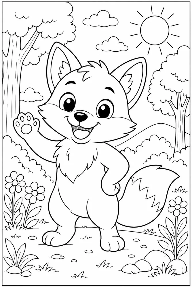Cute Animal Big Smile Pose coloring page