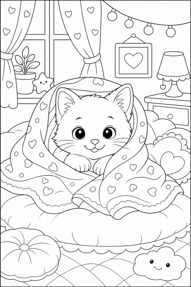 Cute Animal Cozy Blanket coloring page