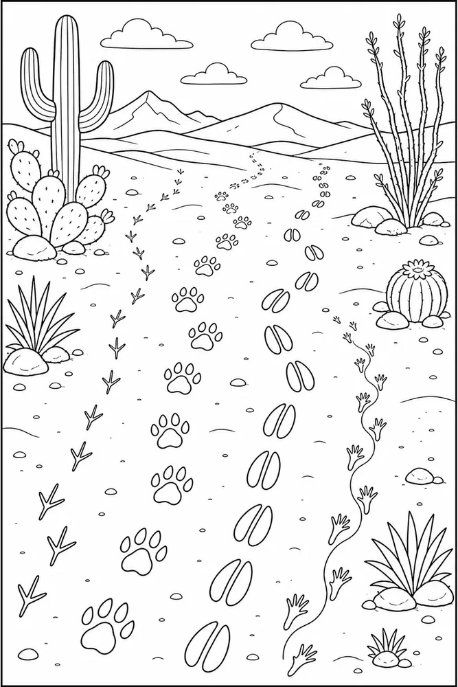 Desert Animals Animal Tracks coloring page