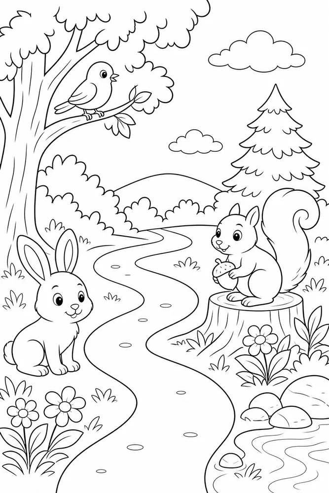 Easy Animal Basic Path coloring page