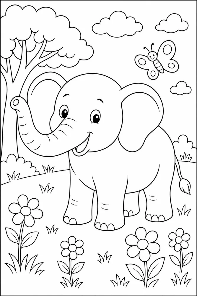 Easy Animal Large Simple Outline coloring page
