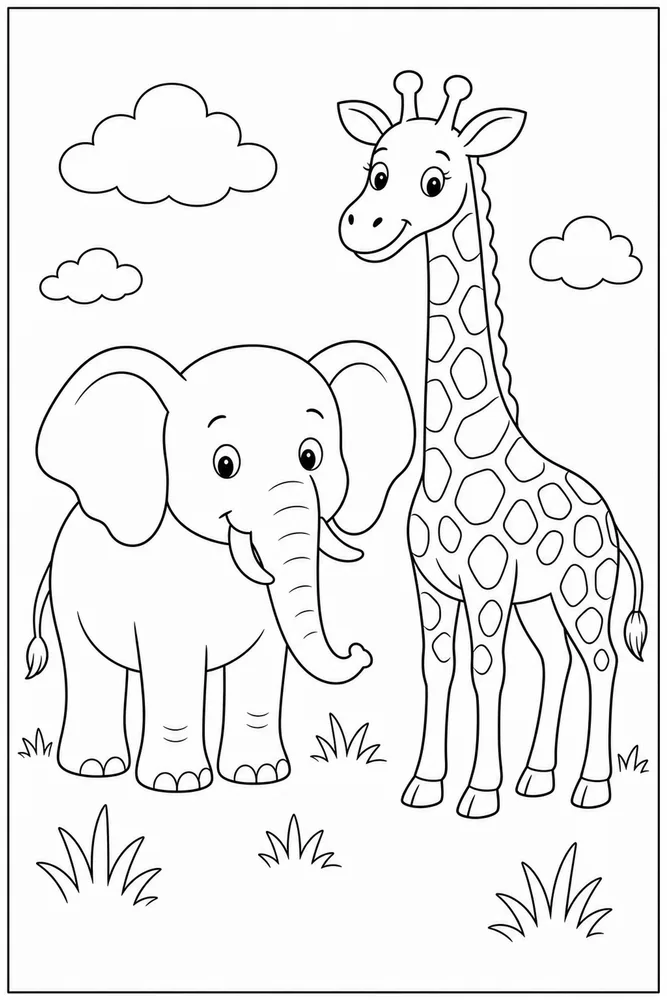 Easy Animal Two Big Shapes coloring page