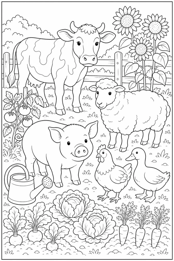 Farm Animals Farm Garden coloring page