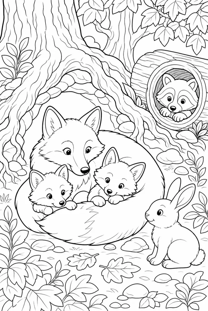 Forest Animals Forest Den coloring page