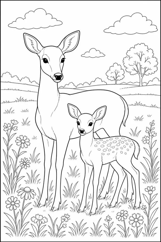 Realistic Animal Field Background coloring page