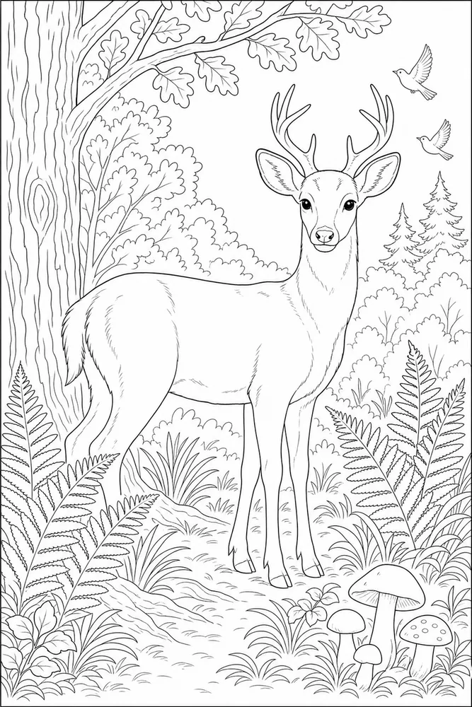 Realistic Animal Habitat Portrait coloring page