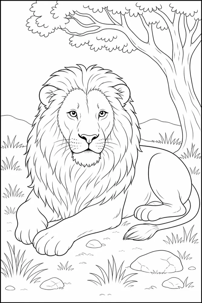 Realistic Animal Resting Pose coloring page