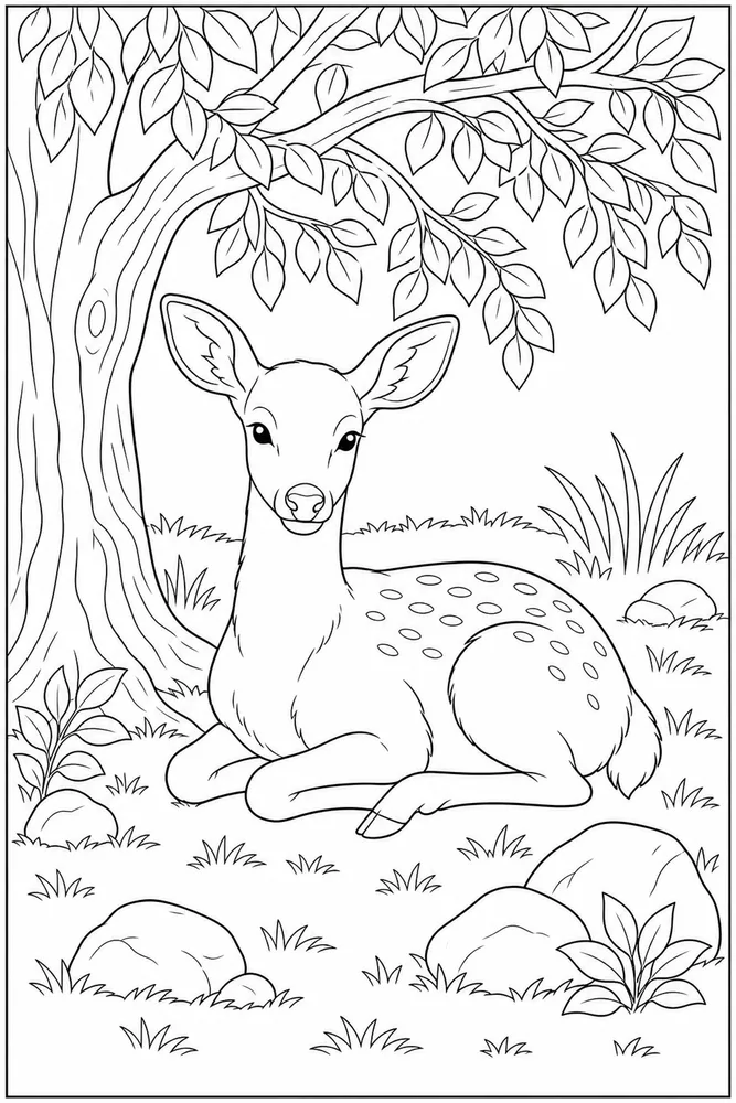 Realistic Animal Tree Shade coloring page