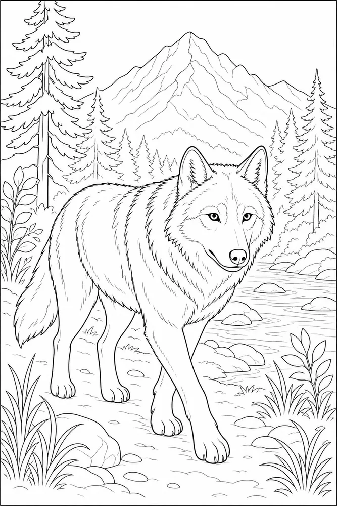 Realistic Animal Walking Pose coloring page