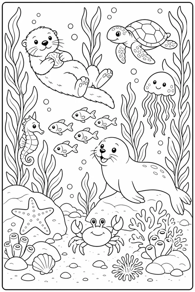 Sea Animal Kelp Forest Animals printable coloring page