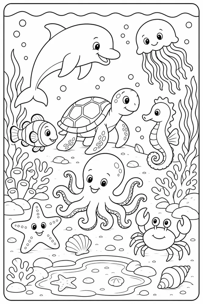 Sea Animal Ocean Floor Animal Parade printable coloring page