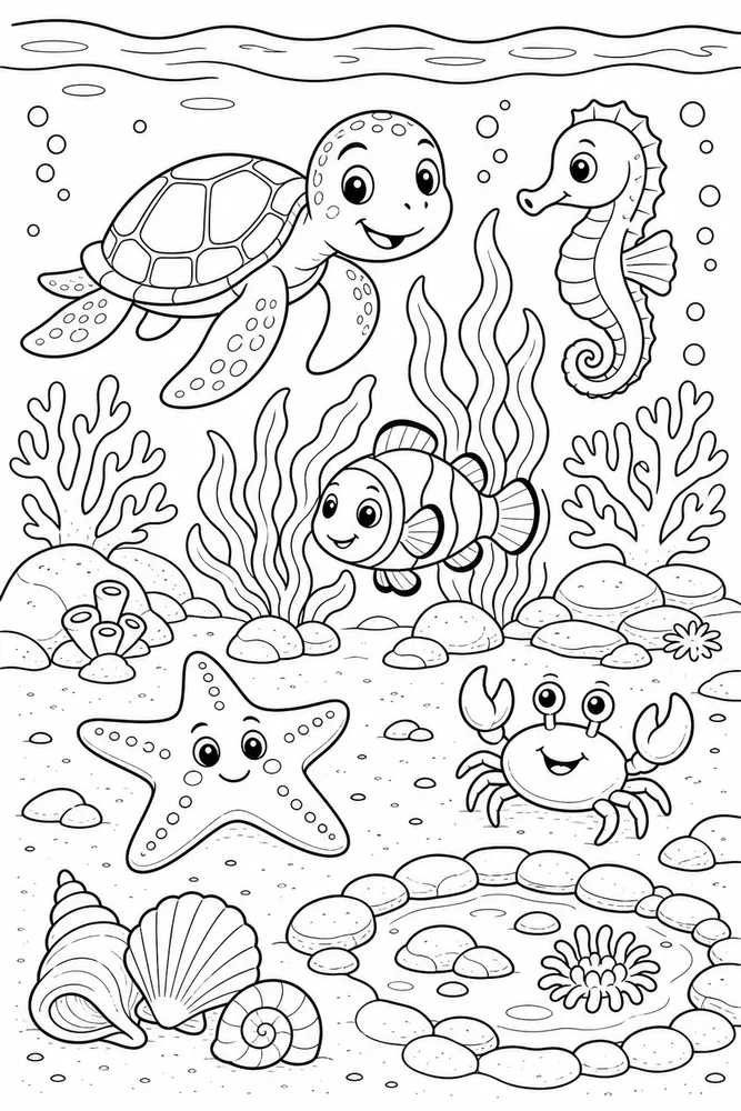 Sea Animal Sandy Lagoon Animals printable coloring page