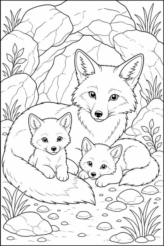 Wild Animals Rocky Den coloring page