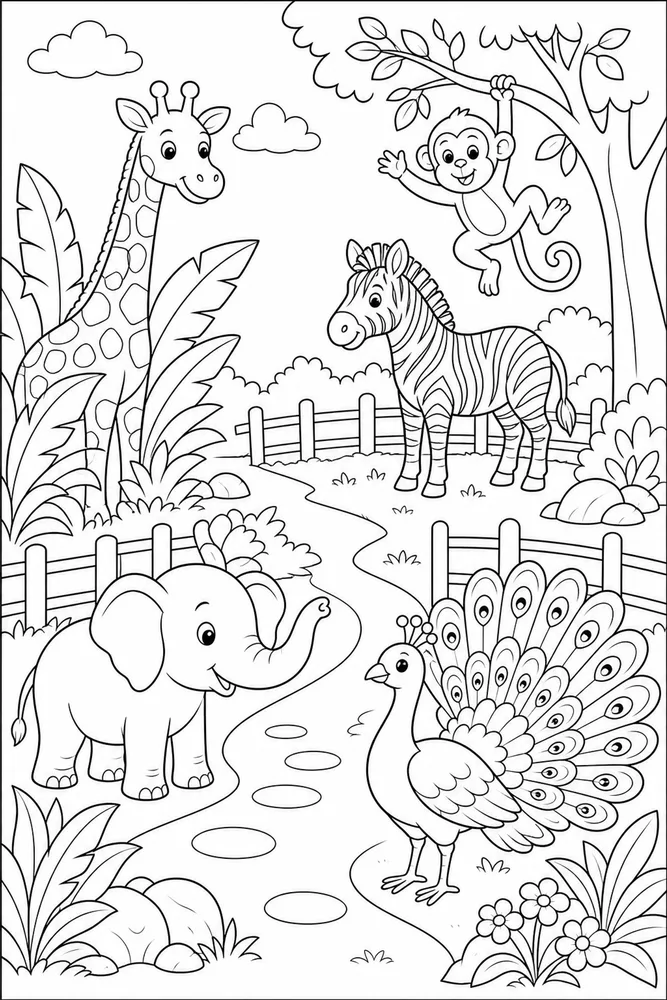 Zoo Animals Zoo Garden coloring page
