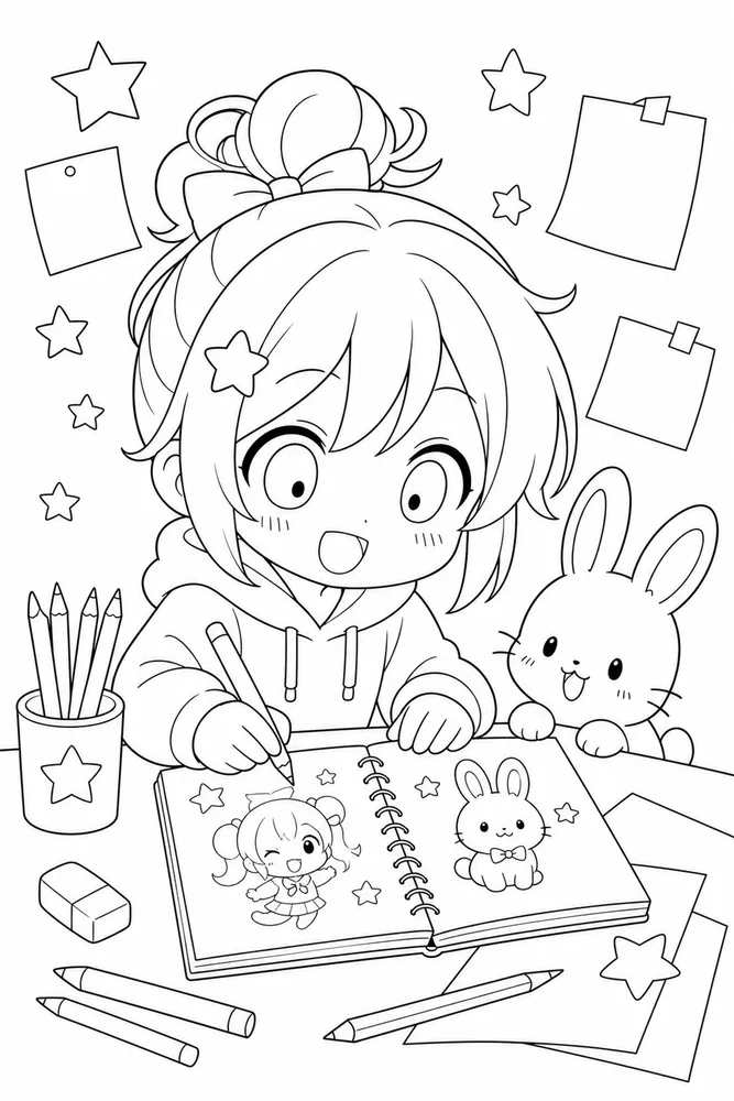 Chibi Anime Chibi anime sketchbook moment coloring page