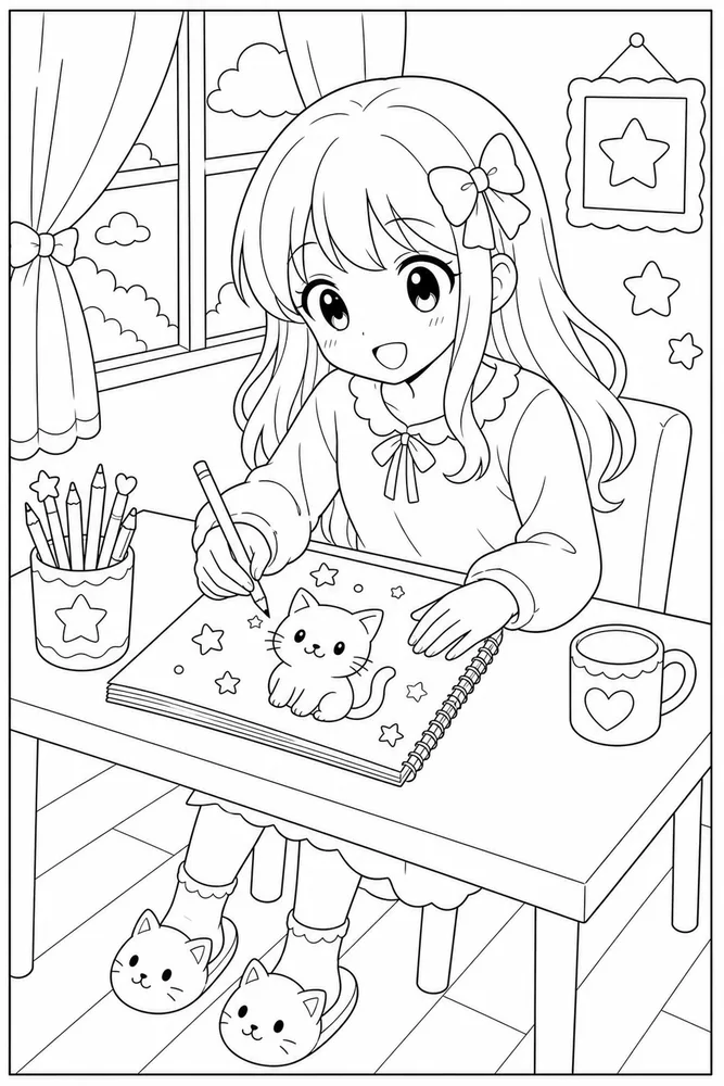 Cute Anime Cute anime sketchbook moment coloring page