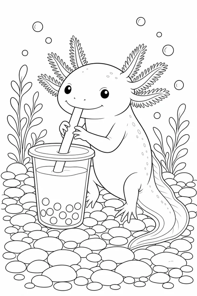 Axolotl Boba Axolotl boba pebble floor coloring page