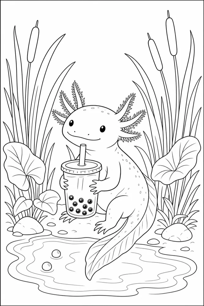 Axolotl Boba Axolotl boba reed garden coloring page