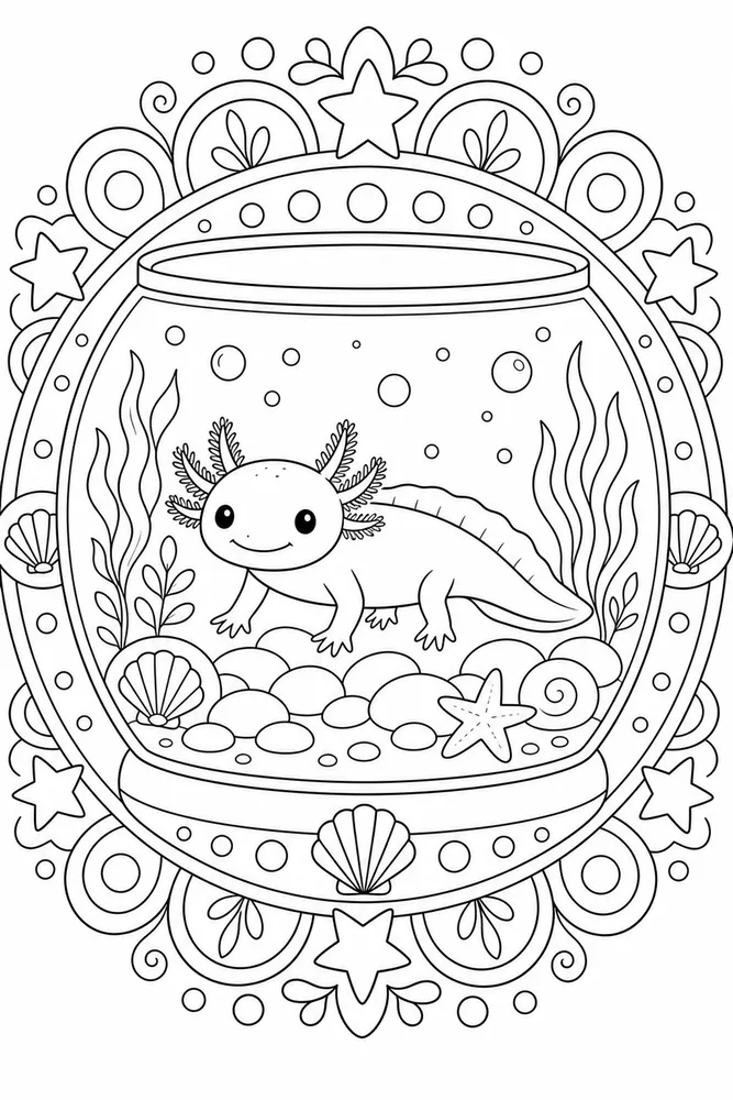 Axolotl Mandala Axolotl Mandala Cozy Tank coloring page