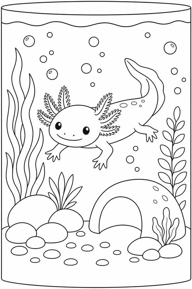 Axolotl Underwater Underwater Axolotl Cozy Tank coloring page