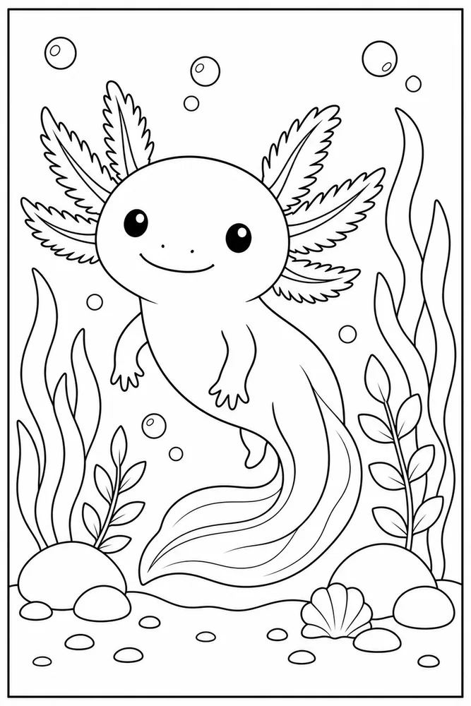 Axolotl Underwater Underwater Axolotl Simple Portrait coloring page
