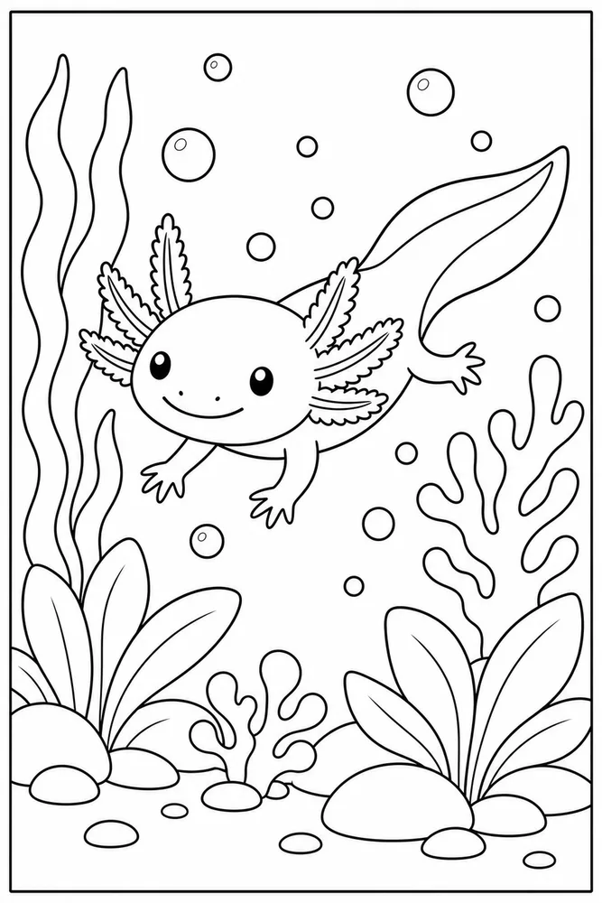 Axolotl Underwater Underwater Axolotl Underwater Garden coloring page