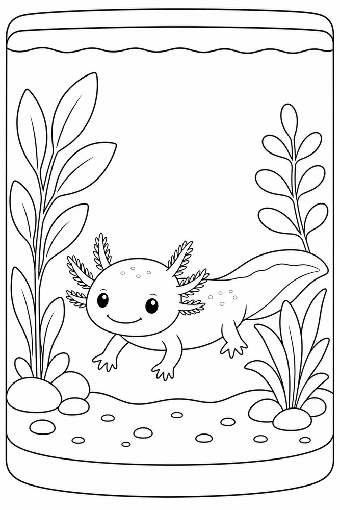 Baby Axolotl Baby Axolotl Aquarium Plants coloring page