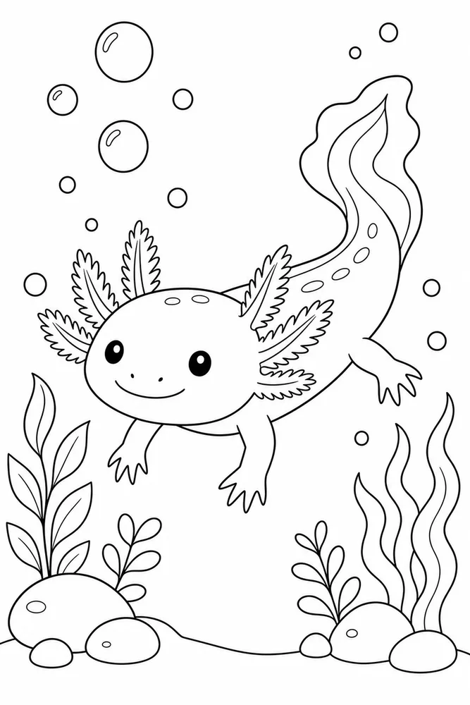 Baby Axolotl Baby Axolotl Bubble Trail coloring page