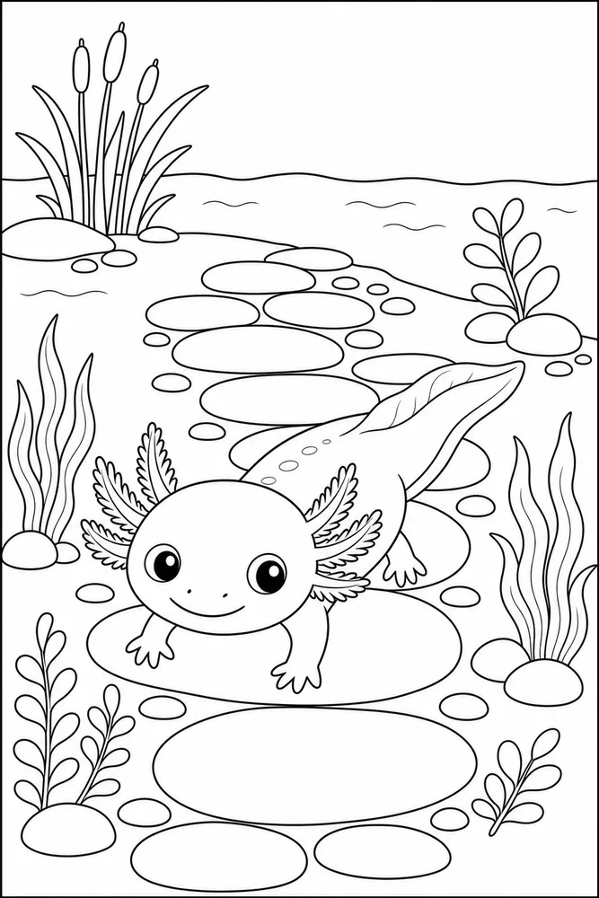 Baby Axolotl Baby Axolotl Pebble Path coloring page