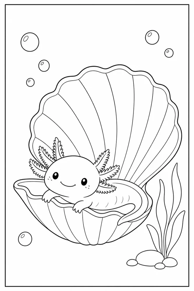 Baby Axolotl Baby Axolotl Shell Corner coloring page