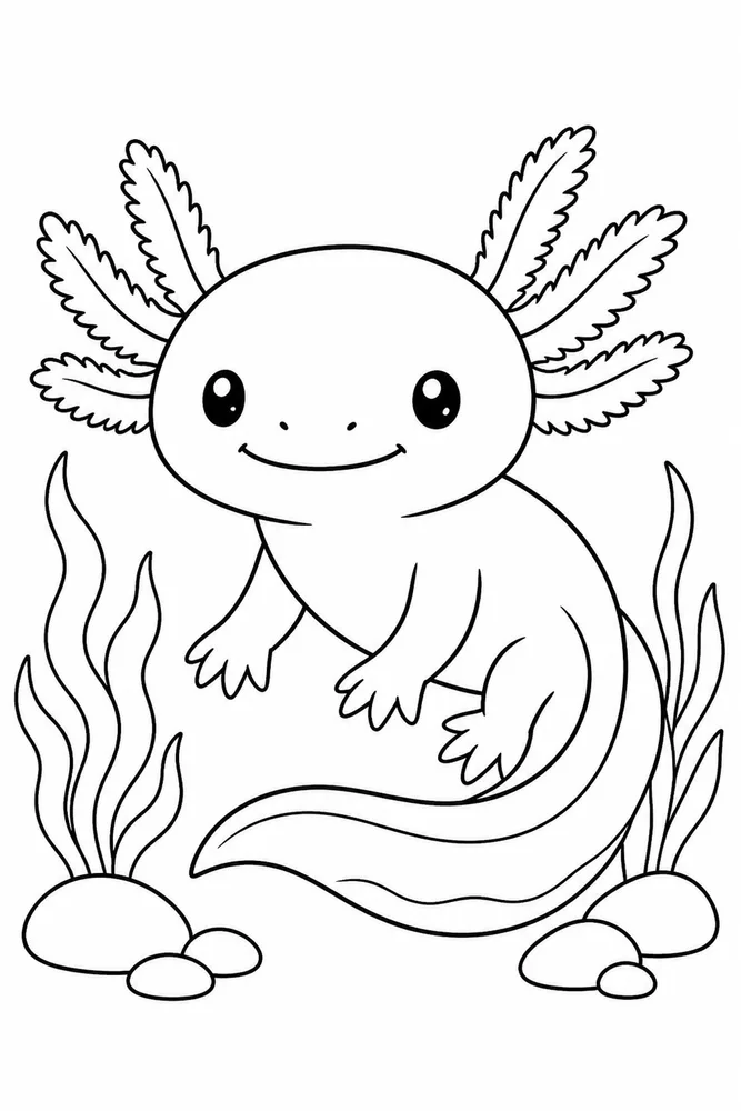 Baby Axolotl Baby Axolotl Simple Portrait coloring page
