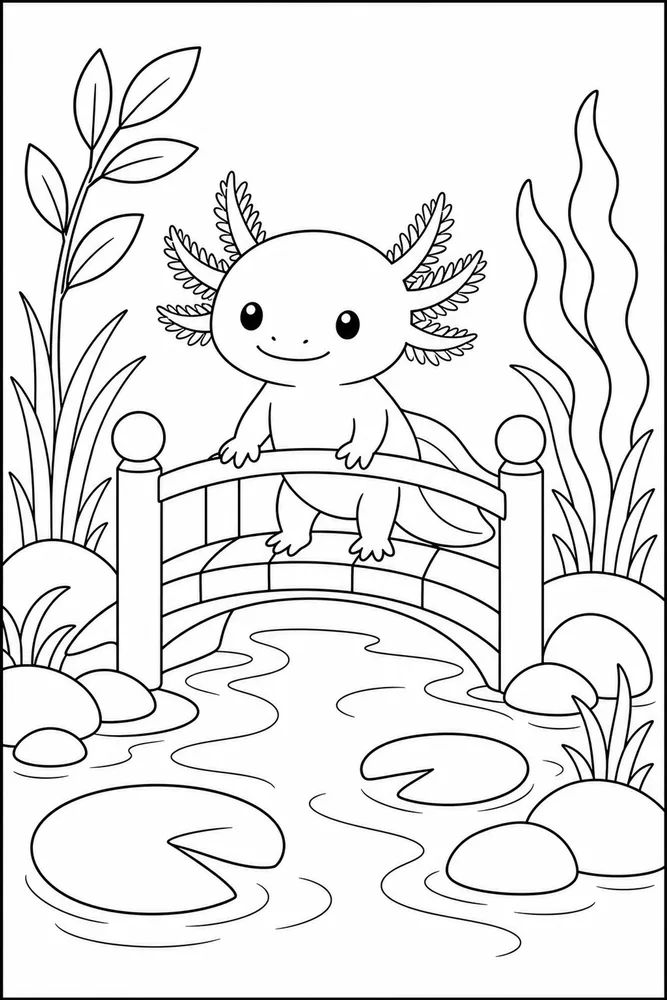 Baby Axolotl Baby Axolotl Small Bridge coloring page