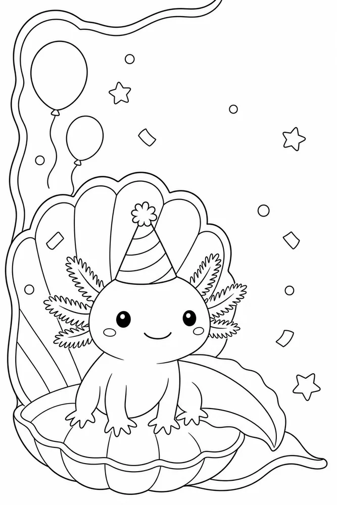 Birthday Axolotl Birthday Axolotl Shell Corner coloring page