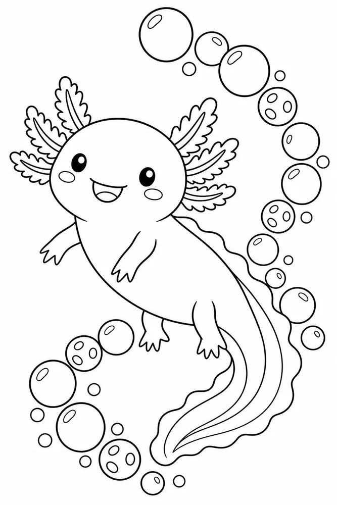 Boba Axolotl Boba Axolotl Bubble Trail coloring page