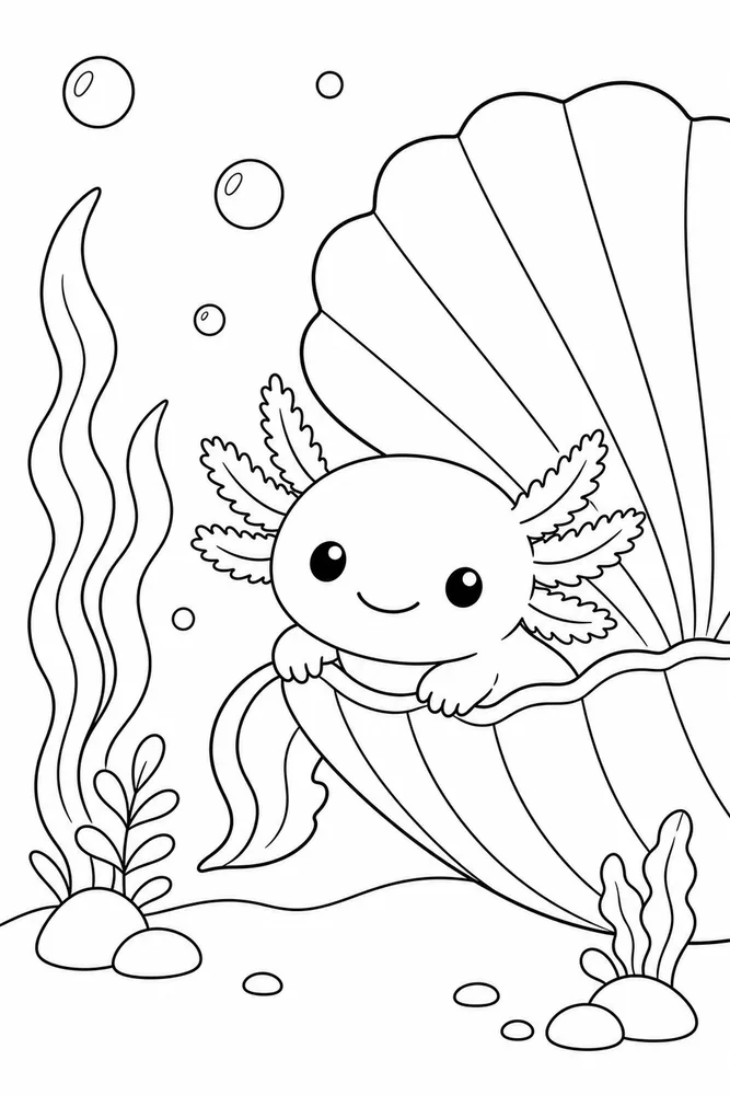 Boba Axolotl Boba Axolotl Shell Corner coloring page