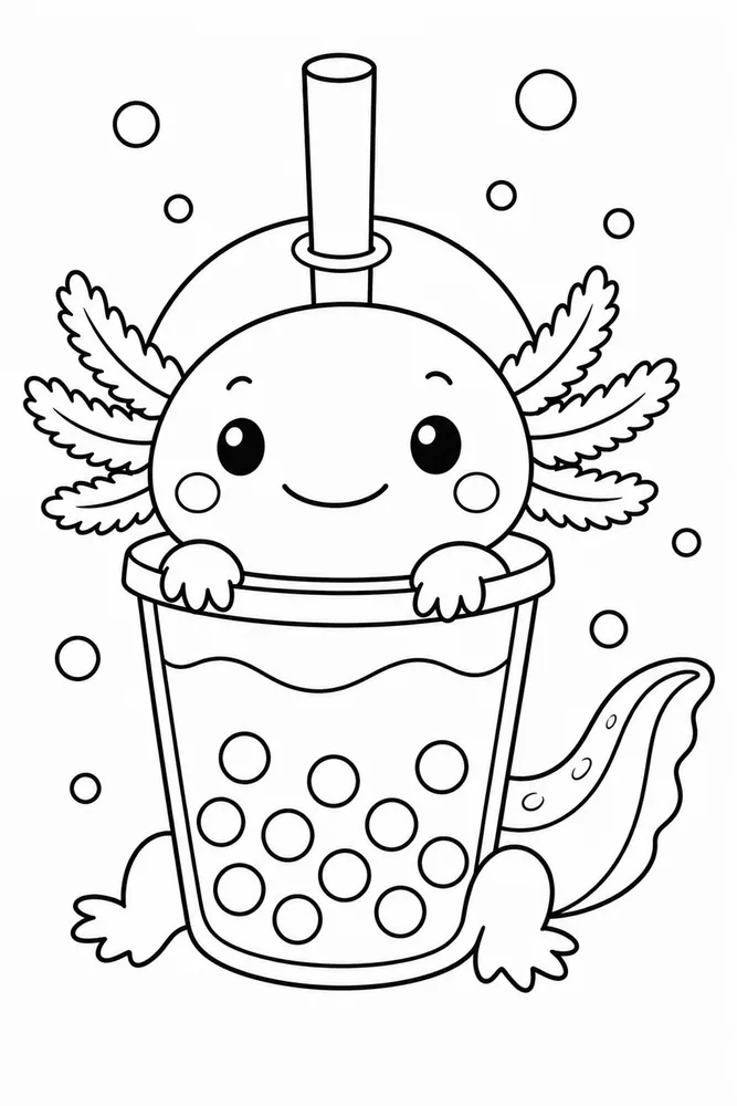 Boba Axolotl Boba Axolotl Simple Portrait coloring page