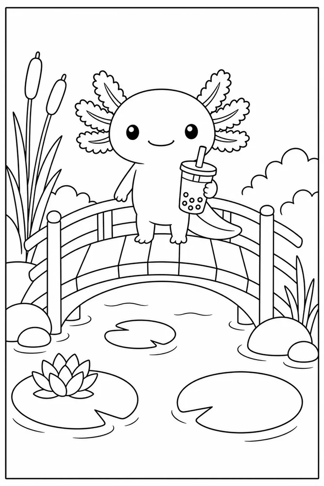 Boba Axolotl Boba Axolotl Small Bridge coloring page