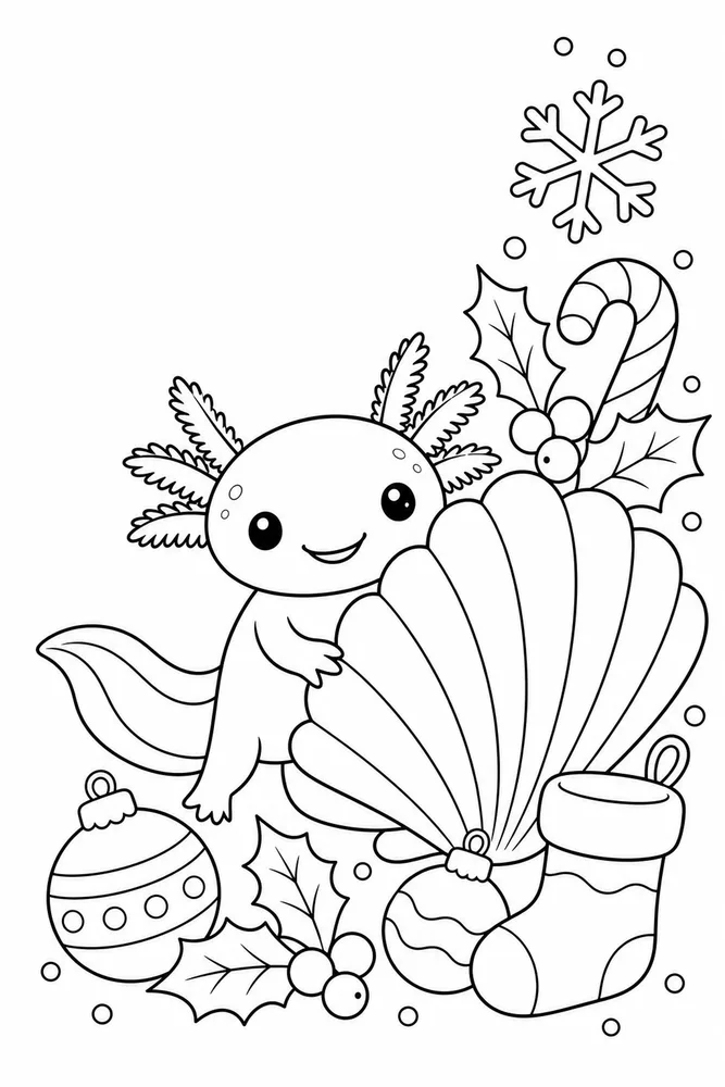 Christmas Axolotl Christmas Axolotl Shell Corner coloring page