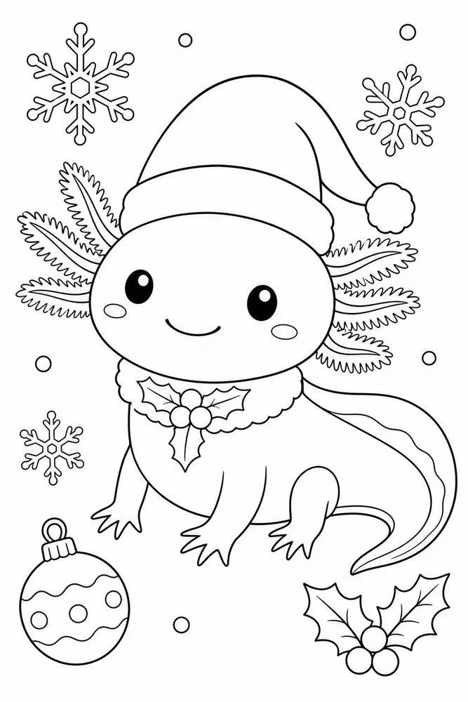 Christmas Axolotl Christmas Axolotl Simple Portrait coloring page