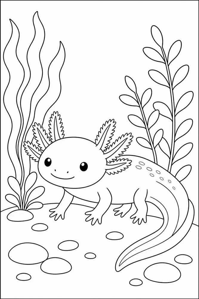Easy Axolotl Easy Axolotl Aquarium Plants coloring page