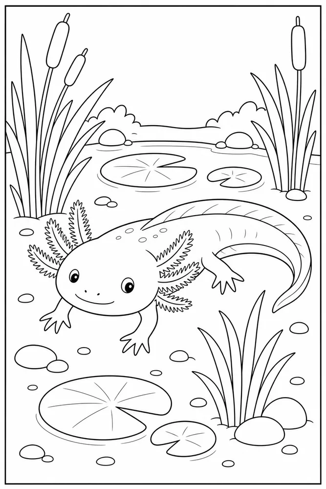 Easy Axolotl Easy axolotl reed garden coloring page