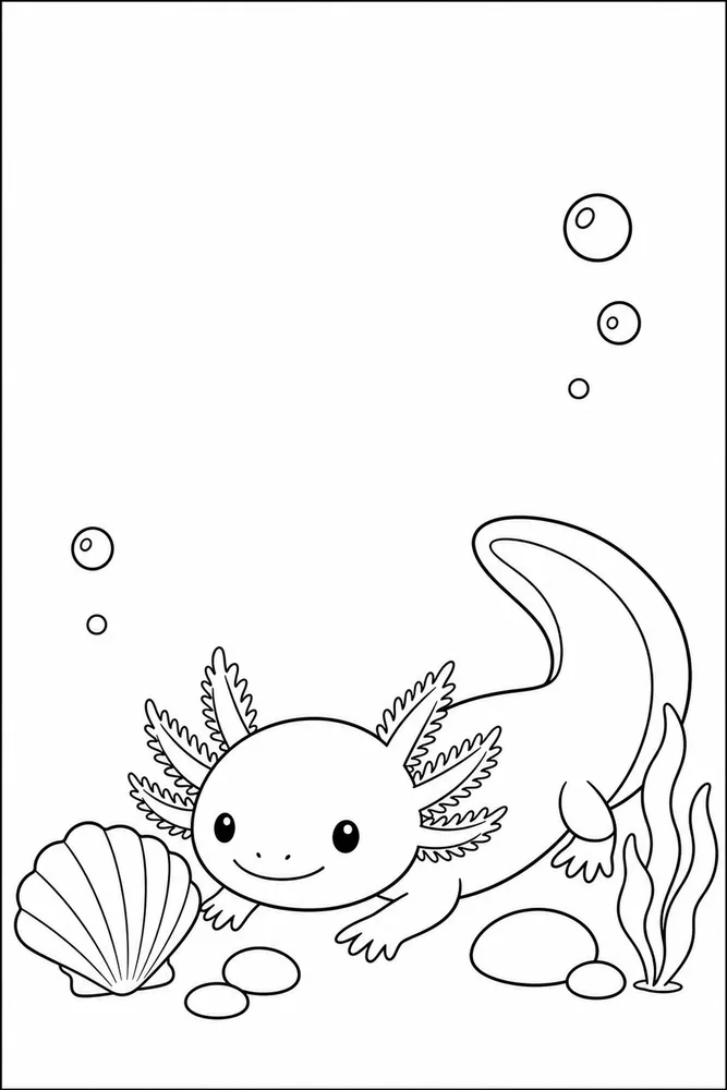 Easy Axolotl Easy Axolotl Shell Corner coloring page