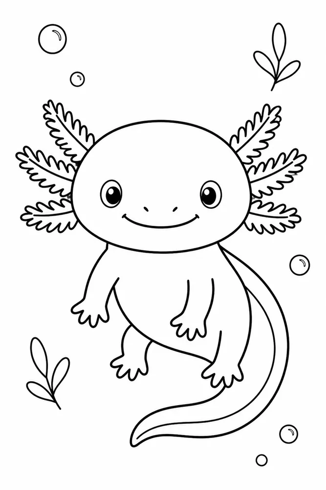 Easy Axolotl Easy Axolotl Simple Portrait coloring page