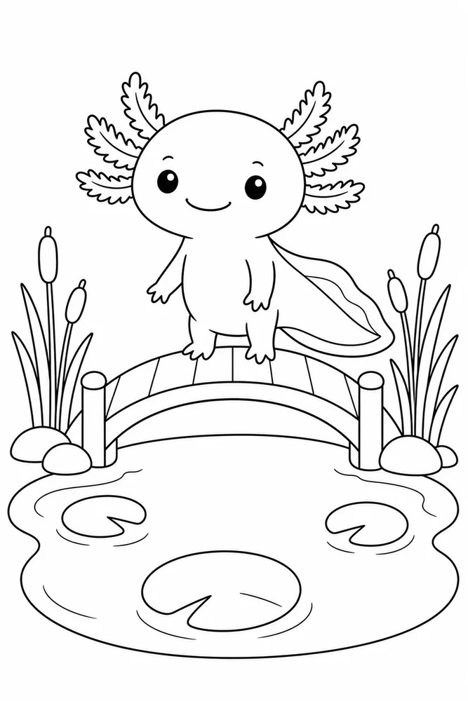 Easy Axolotl Easy Axolotl Small Bridge coloring page